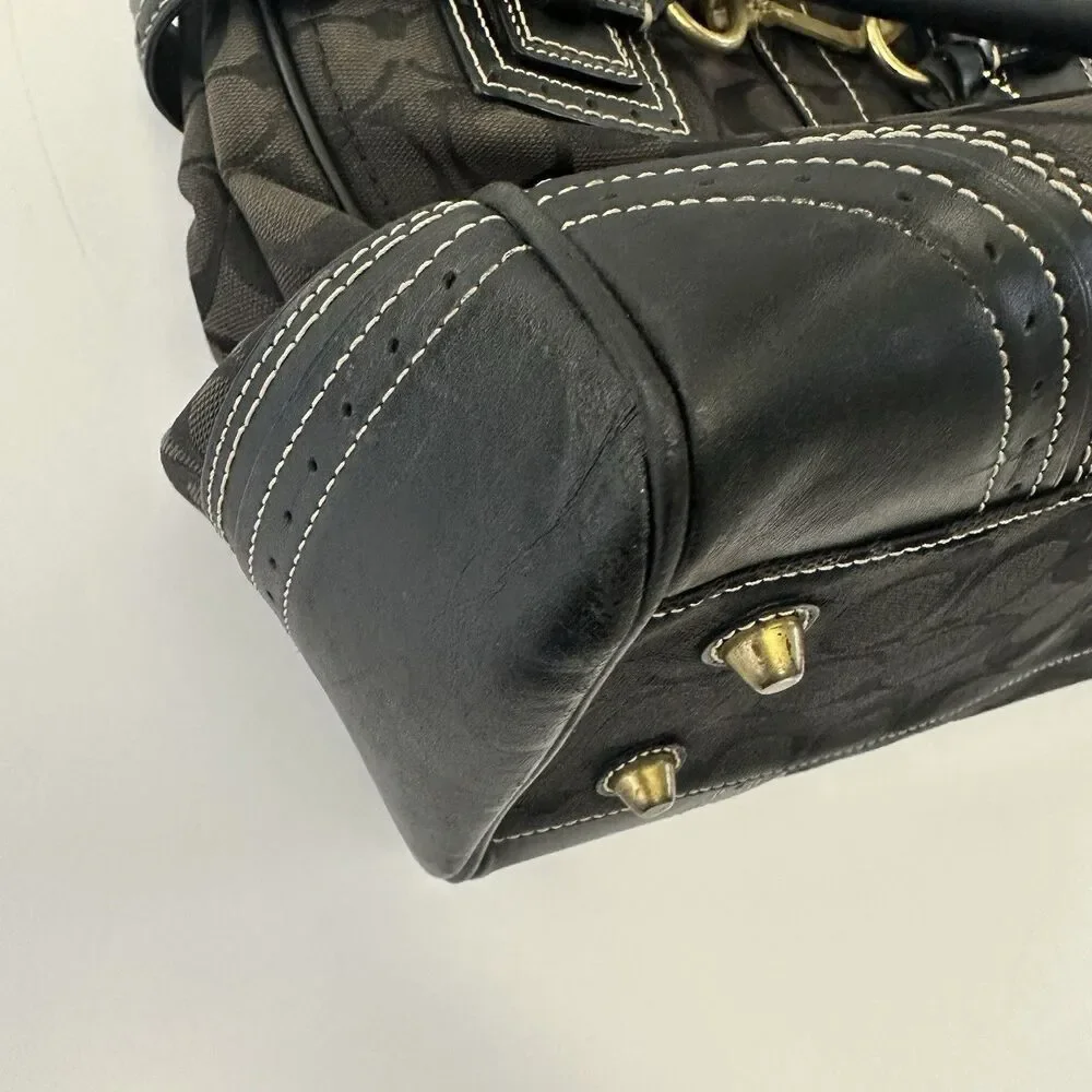 Coach Hampton Signature Carryall Satchel Purse Black Canvas #JG673-10509 - Picture 12 of 14